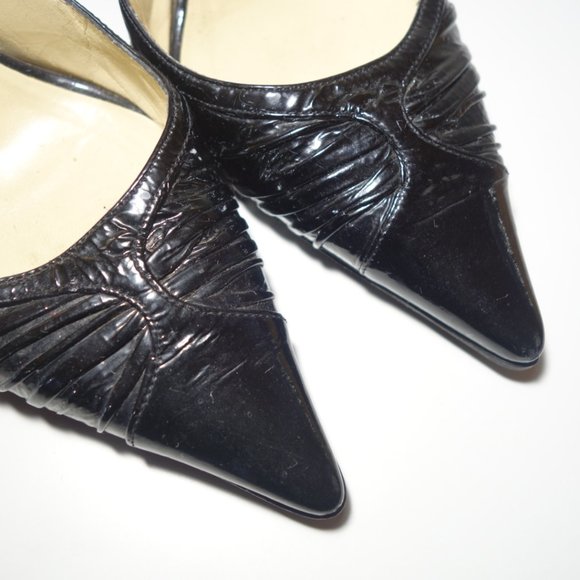 Jimmy Choo Black Stiletto Heels With Pointy Toe & Leather Ankle Strap, Sz 38 - Picture 4 of 12